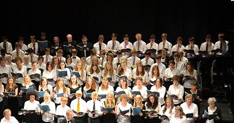 Choir singing and orchestra